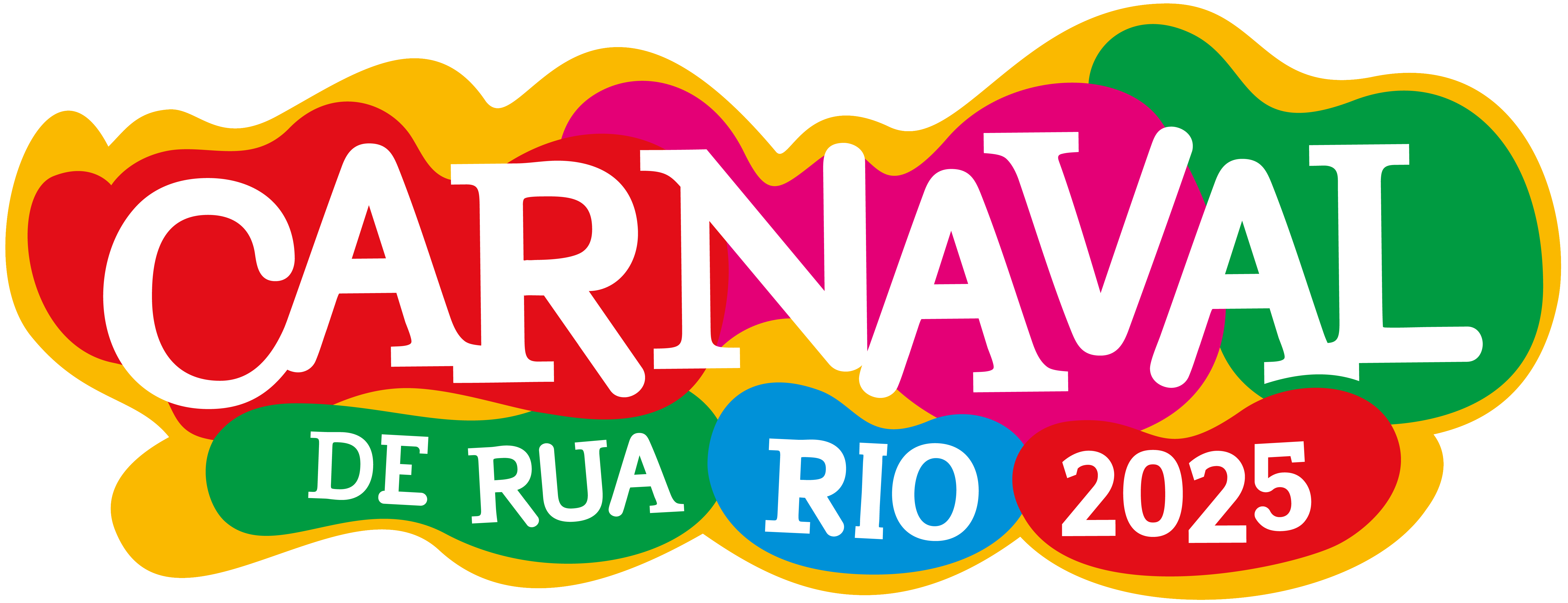 a colorful logo with white textCarnaval de Rua 2025: A Folia Oficial Começa Neste Sábado com Blocos e Megablocos